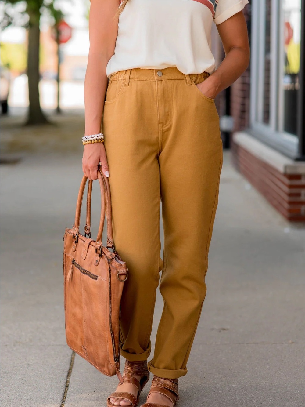 Casual High-Waist Mustard Women’s Pants